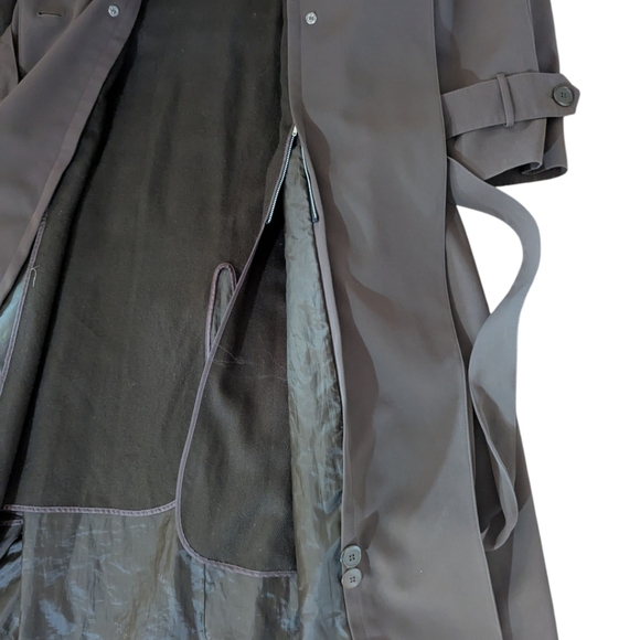 Jacqueline Ferrar Vtg 90s Belted Long coffee Brown Belted Coat Sz 20T - Picture 3 of 9